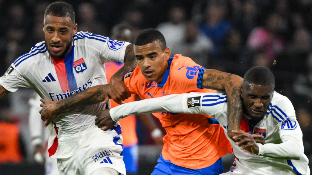 Mason Greenwood in action for Marseille against Lyon