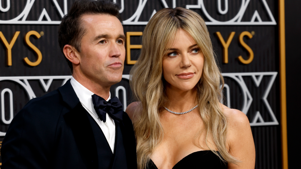 Wrexham co-owner Rob McElhenney attends the Emmys with wife Kaitlin Olson