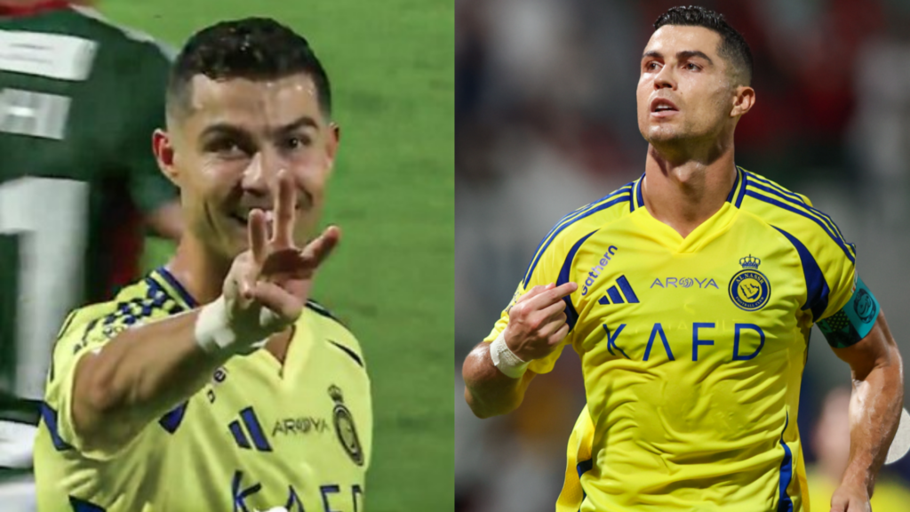 Cristiano Ronaldo performs three-fingered goal celebration for Al-Nassr against Al-Ettifaq