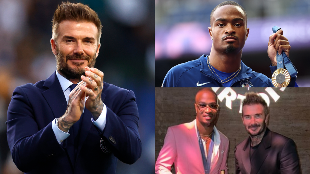 David Beckham meets Olympic 400m champion Quincy Hall