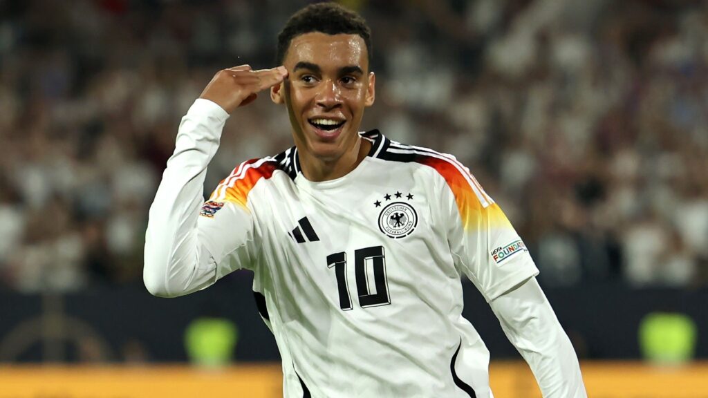 Jamal Musiala of Germany celebrates scoring