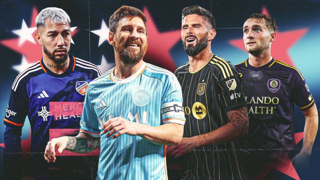 Lionel Messi, Olivier Giroud, Duncan McGuire, Lucho Acosta MLS