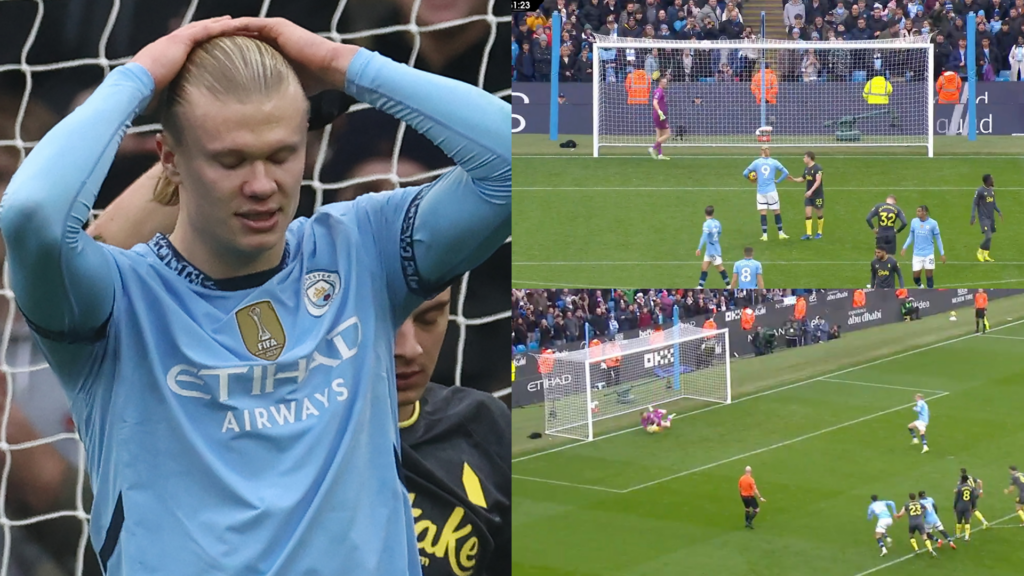 Erling Haaland penalty Man City Everton