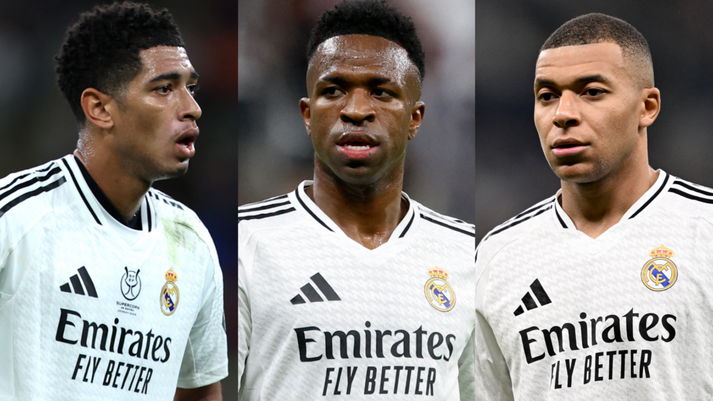 Jude Bellingham Vinicius Junior Kylian Mbappe Real Madrid 2024-25