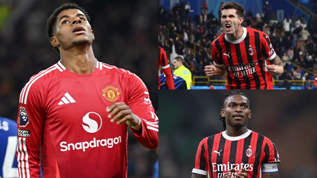 Marcus Rashford Christian Pulisic Rafael Leao AC Milan GFX