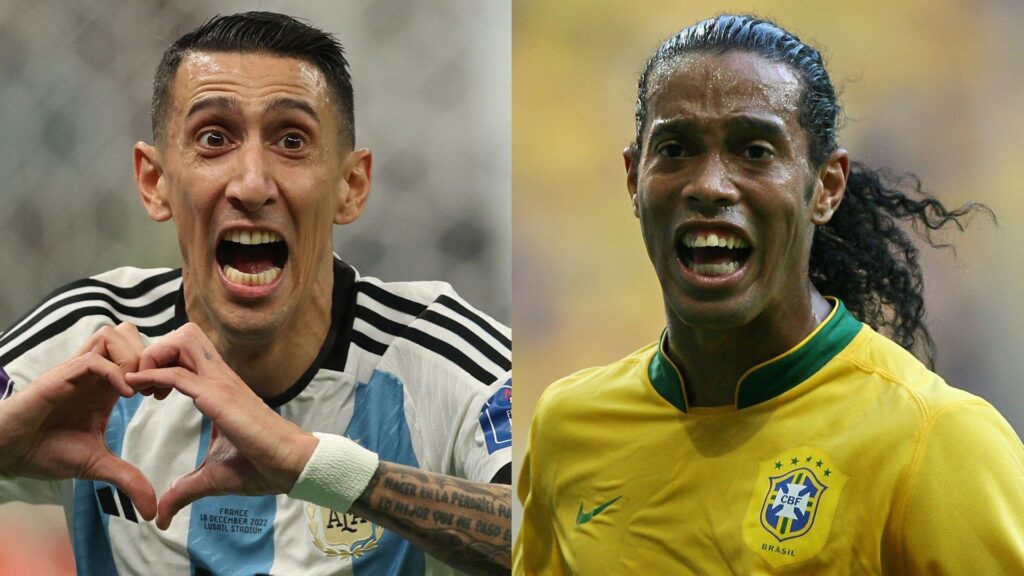 Angel Di Maria Ronaldinho Argentina Brazil