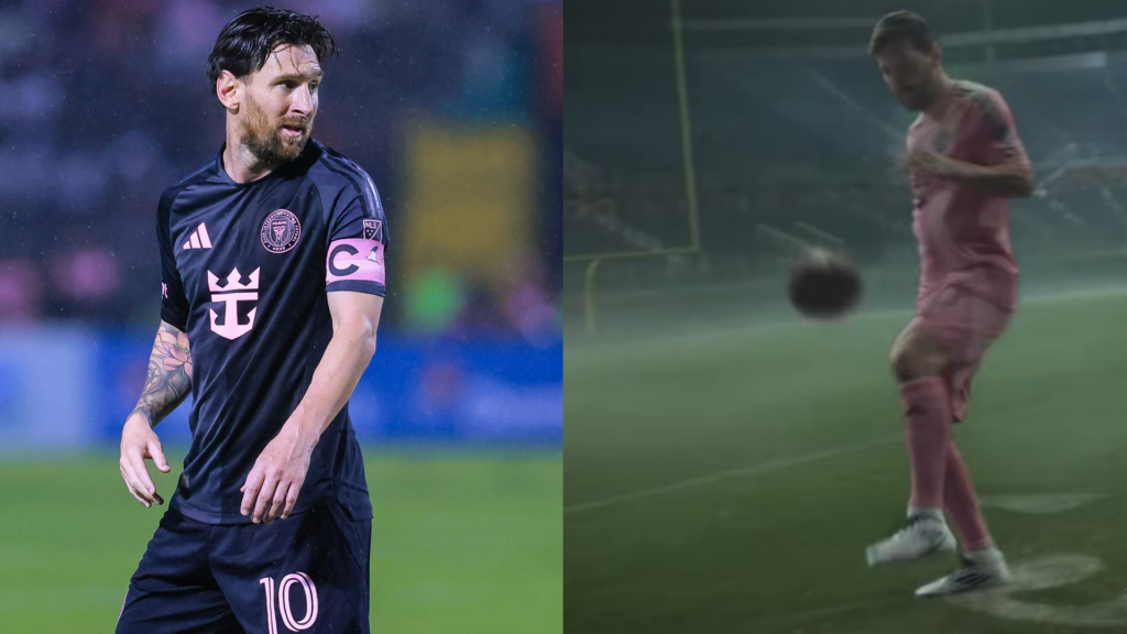 Lionel Messi American football keepy-uppies