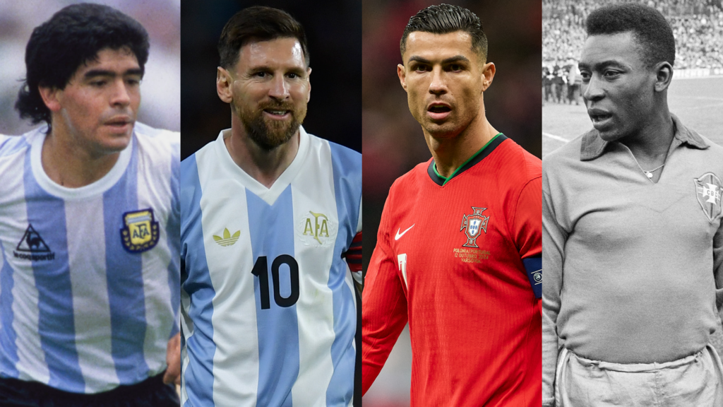 Cristiano Ronaldo Lionel Messi Diego Maradona Pele