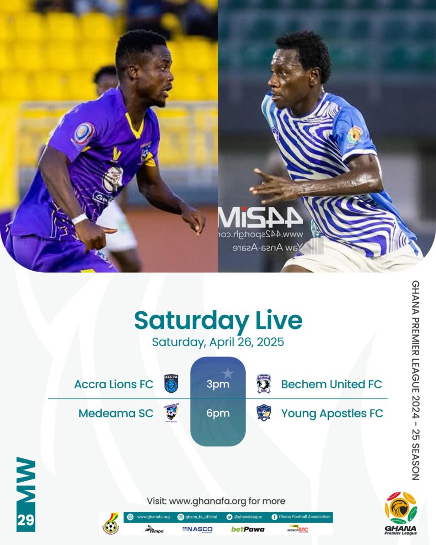 Premier League: Accra Lions host Bechem United in crunch tie; Medeama seek home comfort against Young Apostles