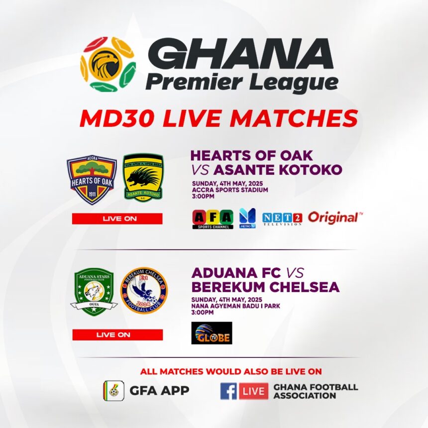 TV schedule for Premier League Matchday 30 announced