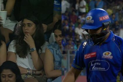 [WATCH] IPL 2025: Wife Ritika dejected post Rohit Sharma's early dismissal against Gujarat Titans
