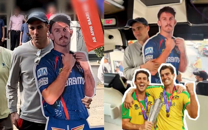 [WATCH] IPL 2025 - SRH captain Pat Cummins hilariously carries Mitchell Marsh's placard while boarding team bus, video goes viral