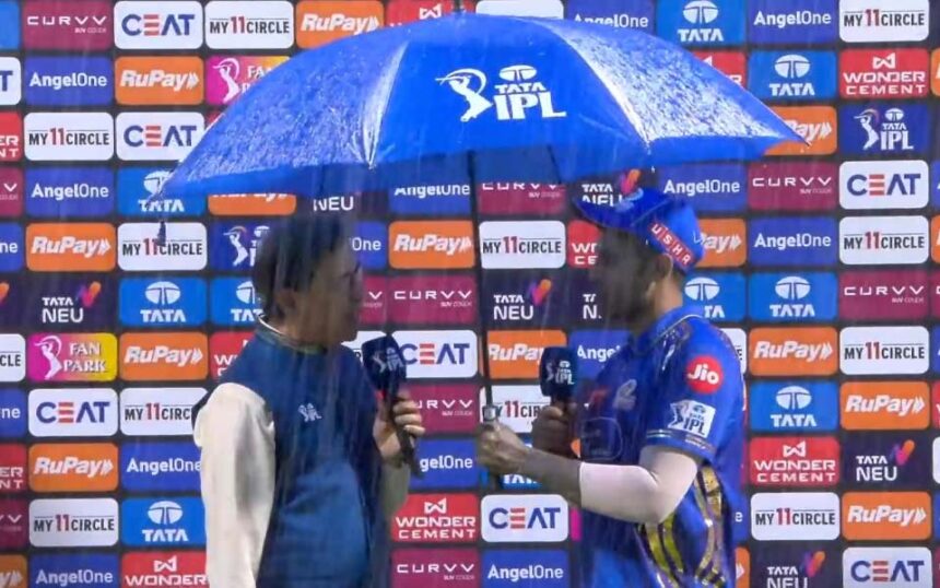 IPL 2025: Suryakumar Yadav arrives with umbrella at post-match ceremony, dedicates POTM award to wife
