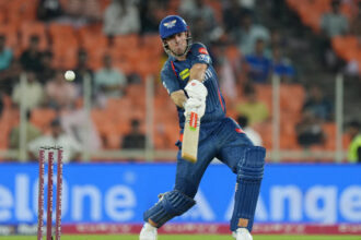 [WATCH] IPL 2025: Mitchell Marsh swats Arshad Khan delivery over covers for a maximum