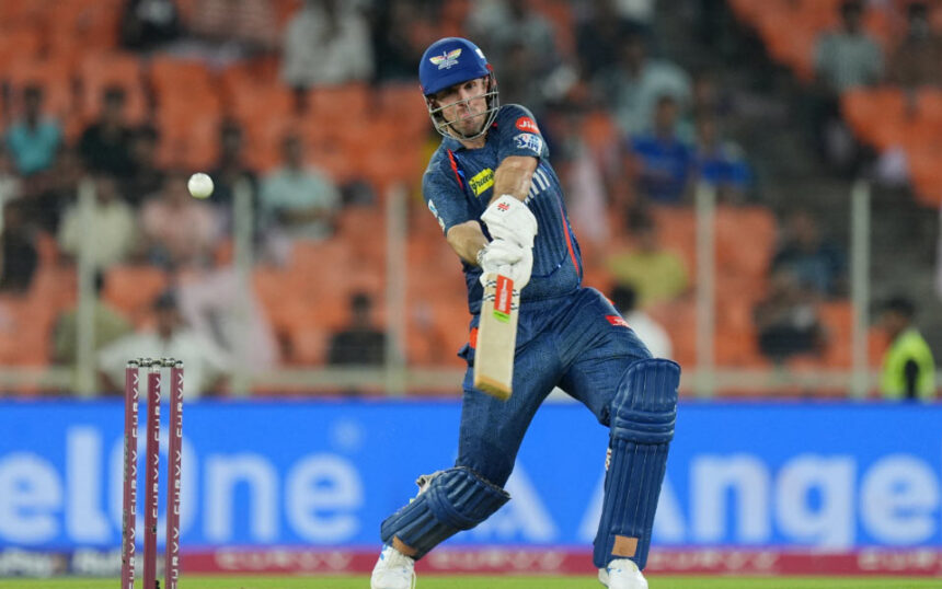 [WATCH] IPL 2025: Mitchell Marsh swats Arshad Khan delivery over covers for a maximum