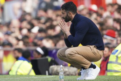 Man Utd manager Ruben Amorim during Premier League match against West Ham United at Old Trafford. (AP)