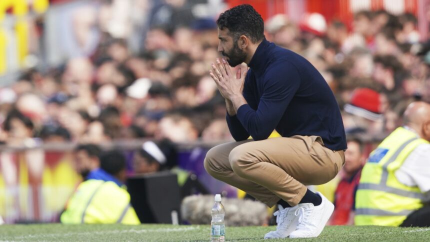 Man Utd manager Ruben Amorim during Premier League match against West Ham United at Old Trafford. (AP)