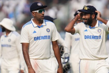 FILE: India's Ravichandran Ashwin and Jasprit Bumrah in action during Hyderabad Test against England. (BCCI)