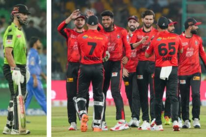 L-R: Daryl Mitchell and Rishad Hossain's Lahore Qalandars team in action during Pakistan Super League 2025, (PHOTO: PCB)
