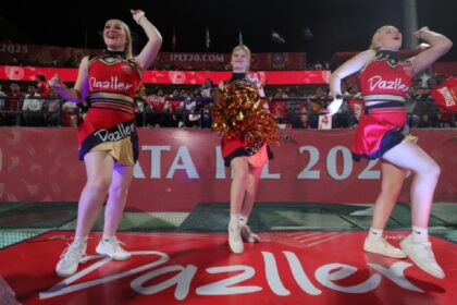 Cheerleaders are seen during an IPL 2025 match between Punjab Kings and Lucknow Super Giants at the Himachal Pradesh Cricket Association Stadium in Dharamshala. (Sportzpics for IPL)