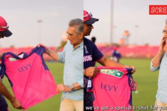 Rahul Dravid gifts Eugene Levy a pink RR jersey