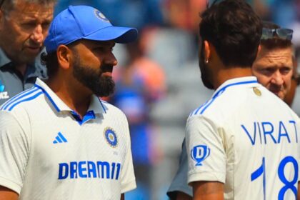 File image of Rohit Sharma with Virat Kohli during a Test match for the Indian team. (Express Photo by Amit Chakravarty)