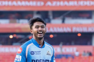 Sai Sudharsan of Gujrat Titans before the start of the match 20 of the Indian Premier League season 18 (IPL 2025) between Sunrisers Hyderabad and Gujarat Titans held at the Rajiv Gandhi International Stadium, Hyderabad on the 6th April 2025. (Sportzpics for IPL)