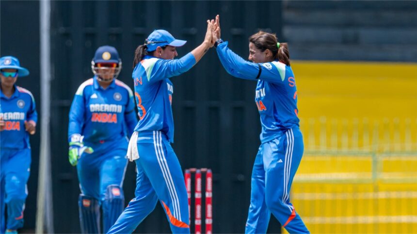 Indian Women's team in action against Sri Lanka during ODI Tri-Nation Series. (PHOTO: BCCI Women)