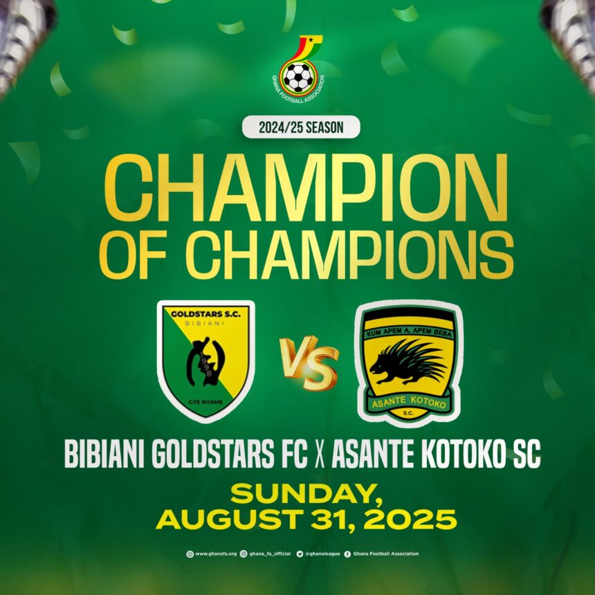 GFA sets August 31 for 2025 Champion of Champions match between Gold Stars and Asante Kotoko