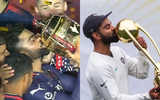 1749015139753_virat-kohli-kissing-trophies 'Still marks five levels under Test cricket' - Virat Kohli compares IPL win with RCB to red-ball achievements