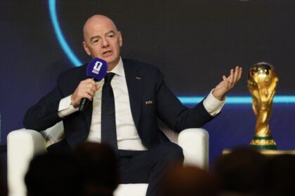 FIFA President Gianni Infantino speaks during the World Cup match schedule announcement on December 6.