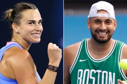 Aryna Sabalenka, left, and Nick Kyrgios.