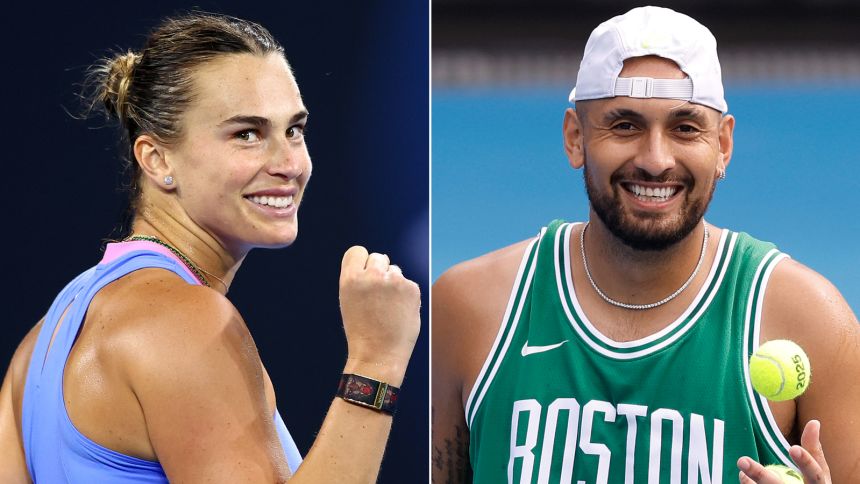 Aryna Sabalenka, left, and Nick Kyrgios.