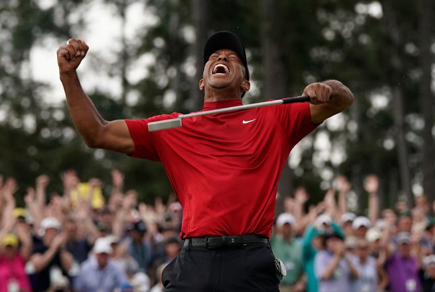 Tiger Woods reacts after winning the Masters golf tournament in April 2019. It was his 15th major title and <a href="https://edition.cnn.com/2019/04/14/sport/masters-2019-augusta-final-round-spt-intl/index.html" target="_blank">his first since 2008.</a>