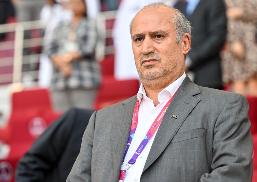 President of Iran’s Football Federation Mehdi Taj pictured during a match at the World Cup in Qatar.