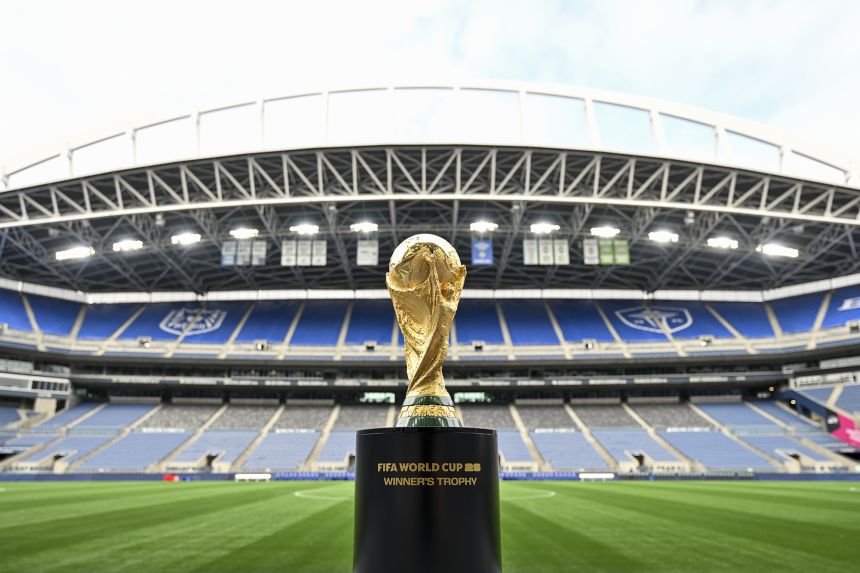 The FIFA World Cup trophy is displayed at Lumen Field on July 28, 2024 in Seattle, Washington.