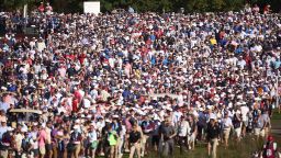 Fans walking the Bethpage Black course at the 2025 Ryder Cup on Sunday.