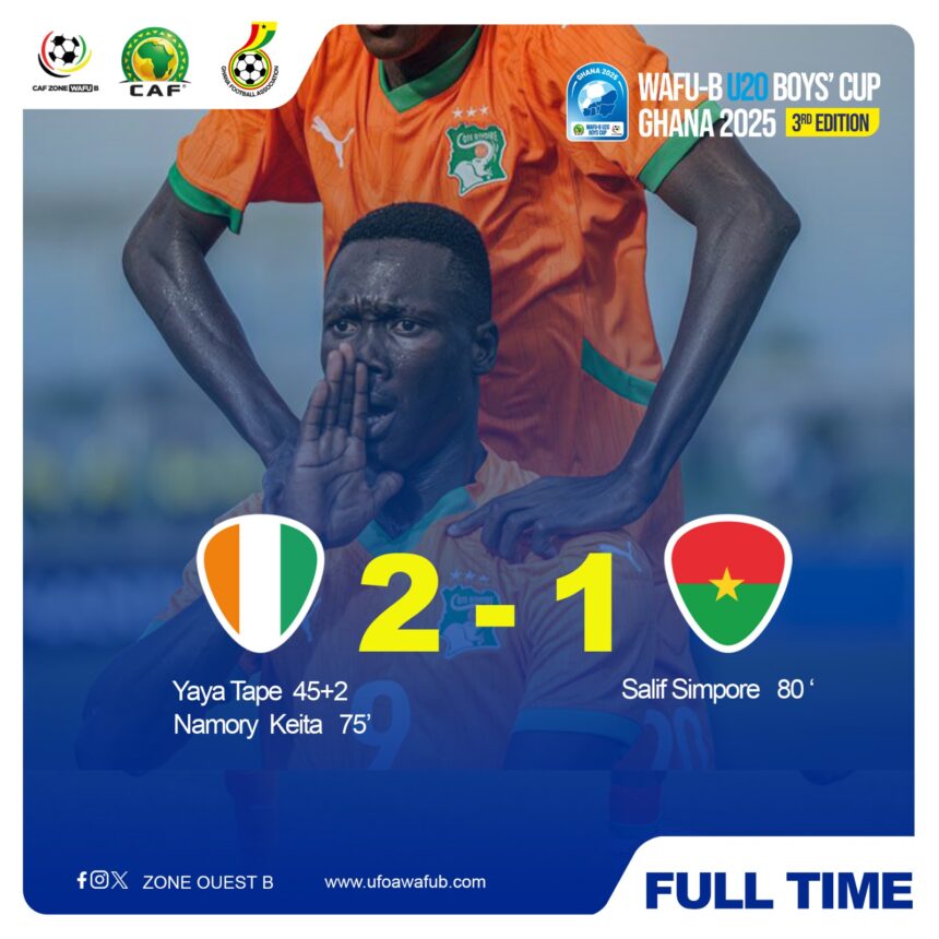 WAFU B U20 BOYS CUP 2025: Ivory Coast Begin Title Defence with Win Over Burkina Faso in WAFU U20 Championship