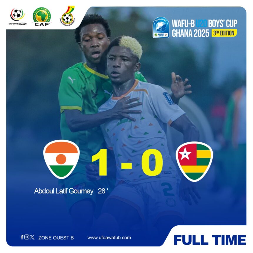 WAFU B U20 BOYS CUP 2025: Niger Edge Togo to Go Second in WAFU U20 in Group B