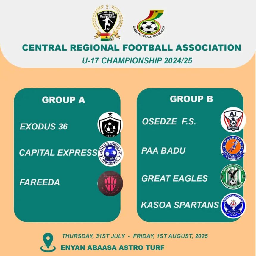 Central Regional FA to Host Two-Day U-17 Championship at Enyan Abaasa AstroTurf