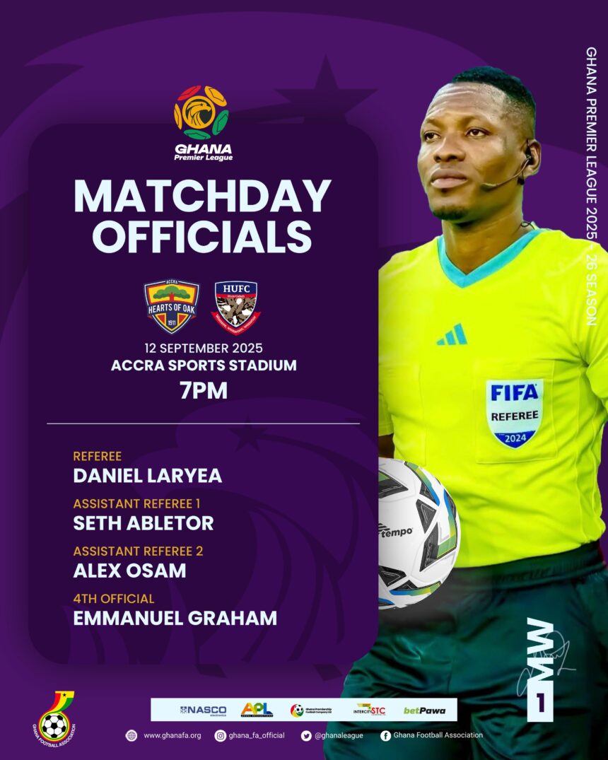 Match Officials for Matchday 1 of 2025/26 season