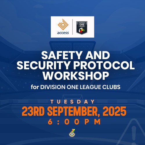 Safety and Security Protocol Workshop for Division One League Clubs to be held on Tuesday