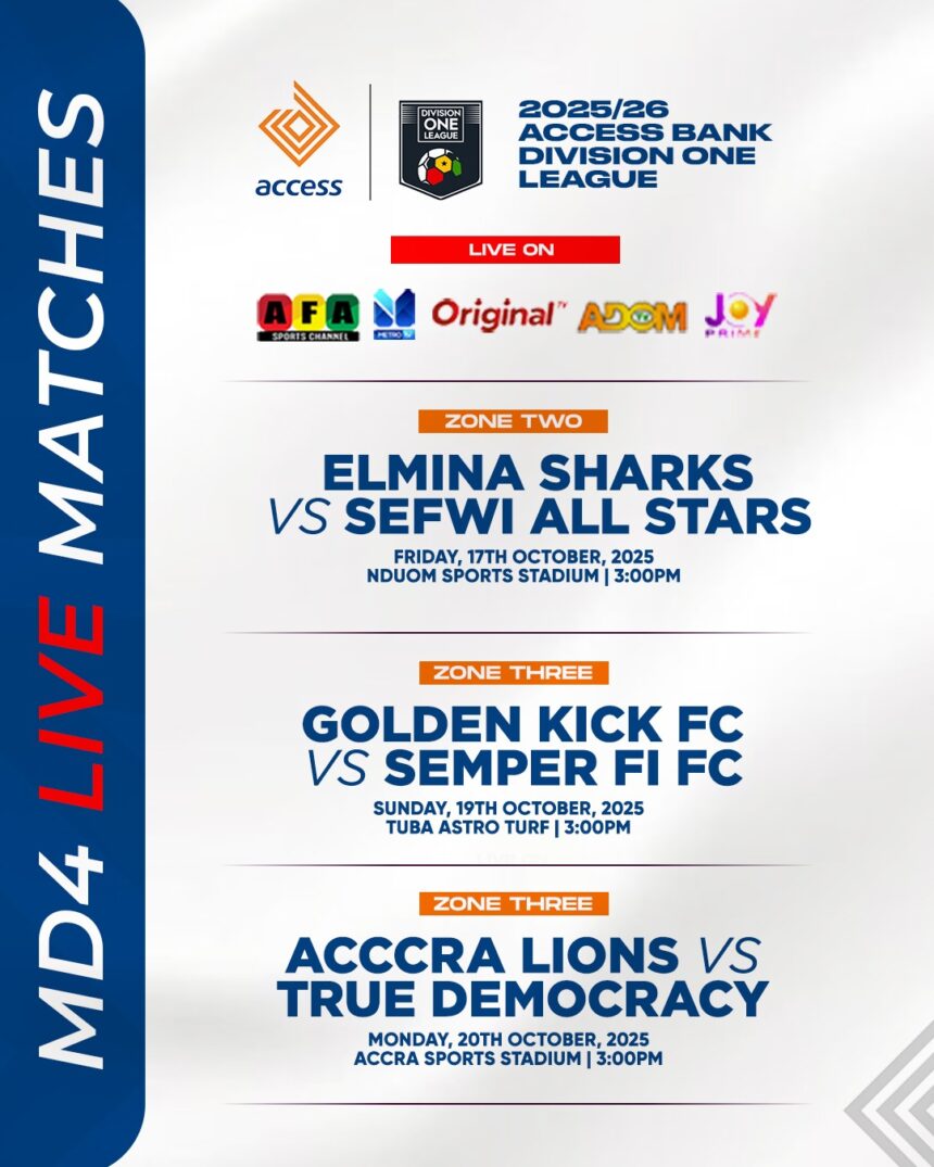 TV schedule for Matchday 4 of Access Bank Division One League released
