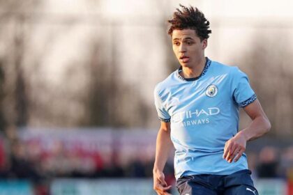 Max Alleyne playing for Manchester City's under-19s