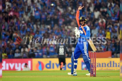 FILE: Indian opener Abhishek Sharma in action. (Express Photo by Dhananjay Khedkar)