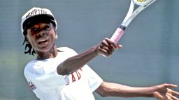 Eleven-year-old Venus Williams practices after moving to Florida from California in April 1992.