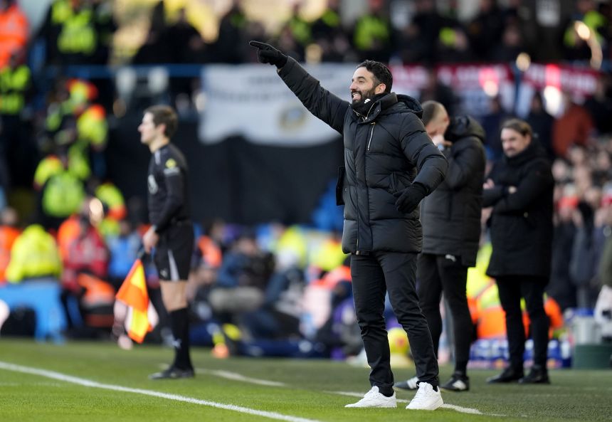 Former Manchester United manager Ruben Amorim during what would end up being his final match with the club against Leeds United.