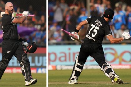 In 11 ODI innings against India, Daryl Mitchell has now scored 741 runs at an average of 74.1. (PHOTO: AP)