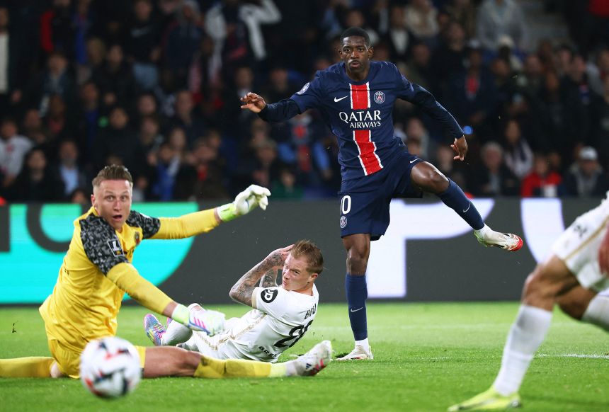Dembélé in a Ligue 1 match against Nice on April 25, 2025.