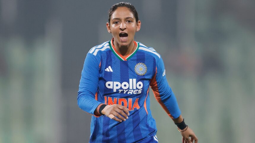Harmanpreet Kaur of India during the 5th T20I match between India and Sri Lanka at Greenfield International Stadium, Thiruvananthapuram, India, on December 30, 2025. (CREIMAS for BCCI)